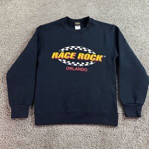 VINTAGE Race Rock Orlando Sweatshirt Mens S Black Defunct Florida Restaurant *